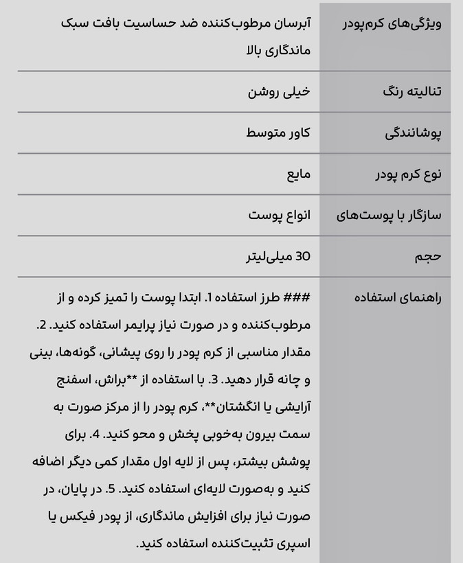 کرمپودر True Match حاوی هیالورونیک اسید ۳۰ میل - 1N